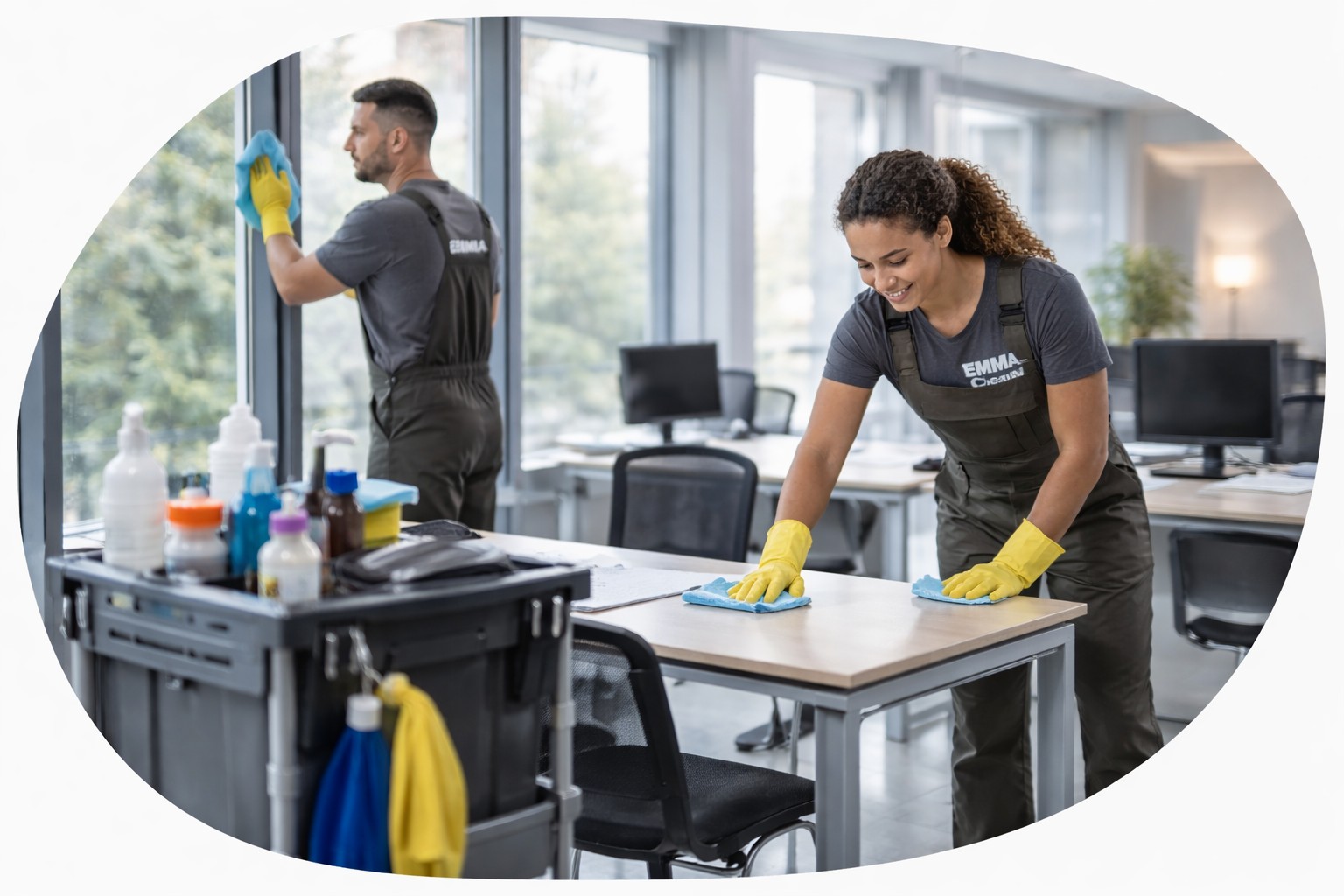 Équipe de nettoyage professionnelle
